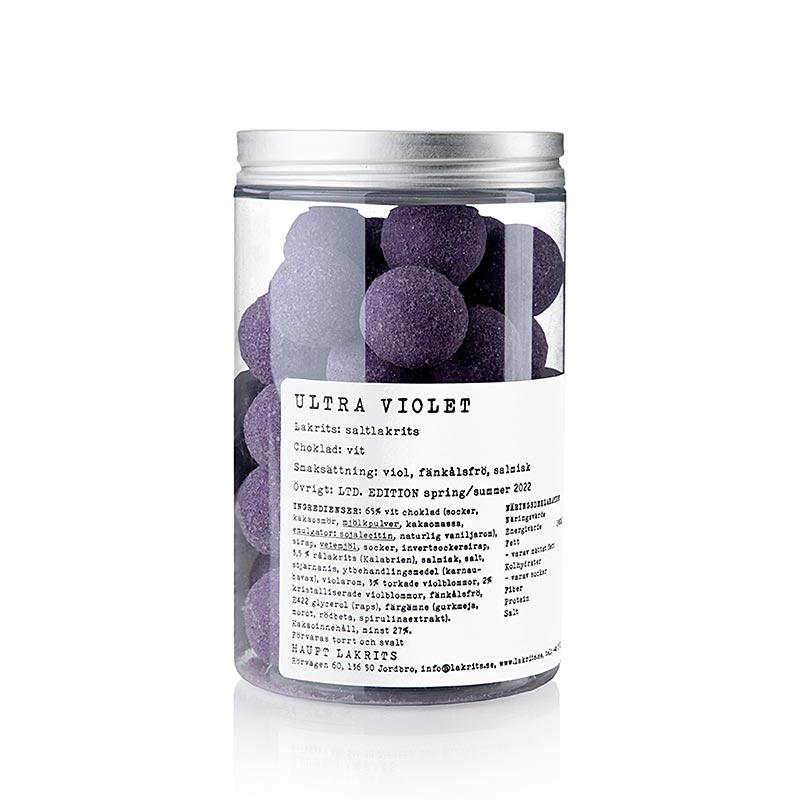 Main liquorice ULTRA VIOLET, salty liquorice and violets, Sweden - 250 g - PE can