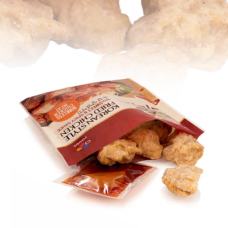 Korean Style Fried Chicken Sweet Spicy, frit. Chicken pieces, Bibigo - 350g - bag