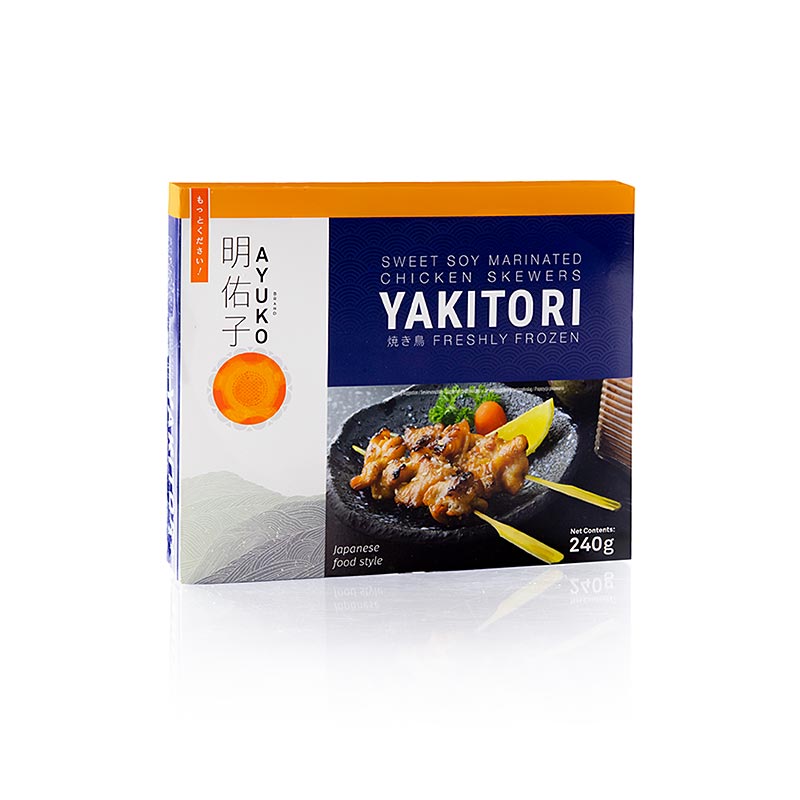 Brochettes de poulet Yakitori, viande de cuisse, 8x30g - 240g - Papier carton