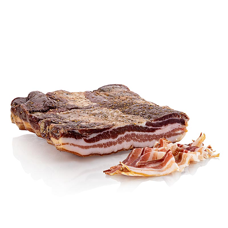 VULCANO smoked bacon, matured for 4 months, from Styria - approx. 1.25 kg - vacuum VULCANO smoked bacon, matured for 4 months, from Styria - approx. 1.25 kg - vacuum