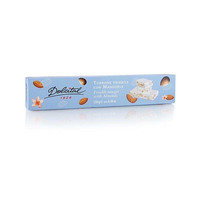 Italiaanse torrone - stukjes amandel, stevige reep - 130g - doos