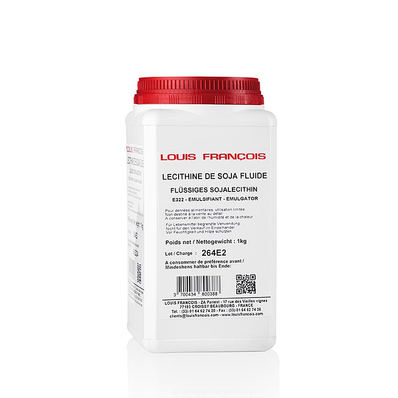 Sojalecithine, vloeibaar (Vloeibare Lecitine) E322, Louis Francois - 1 kg - pe fles Sojalecithine, vloeibaar (Vloeibare Lecitine) E322, Louis Francois - 1 kg - pe fles