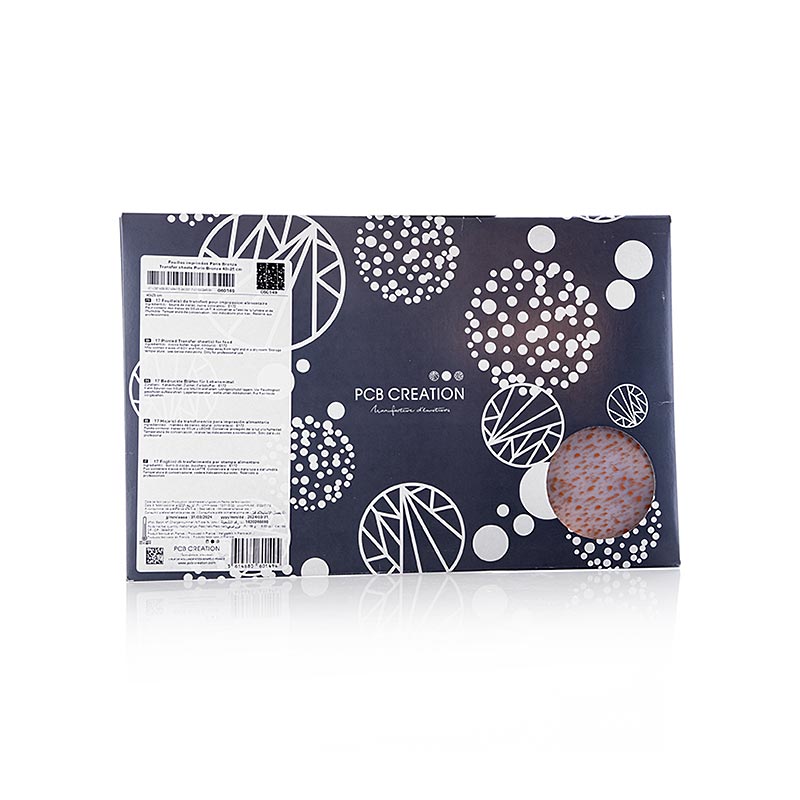Feuille de transfert Paris Bronze (taches or jaune) pour chocolat, 40x25cm - 1 pièce - Papier carton