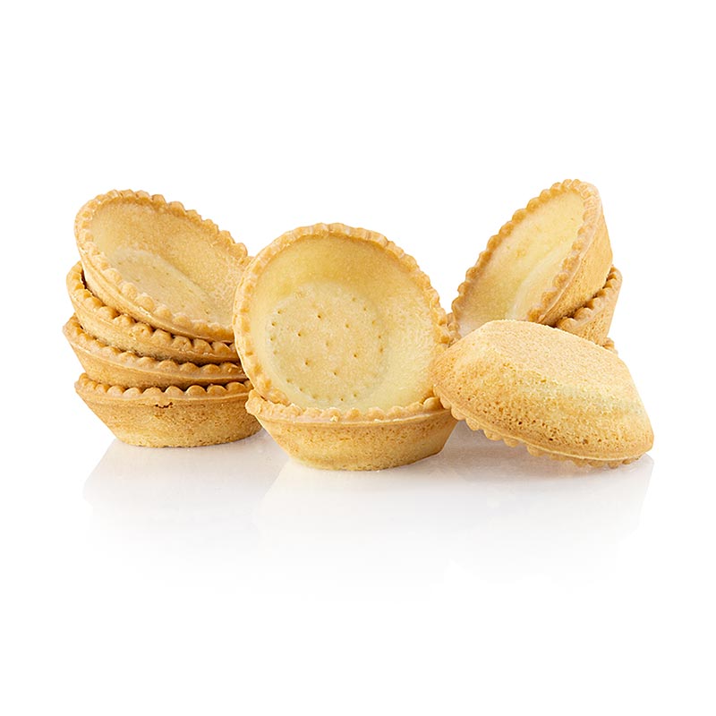 Dessert tartlets, round, Ø 7cm, H 2cm, shortcrust pastry - 2.21kg, 140 pieces - Cardboard