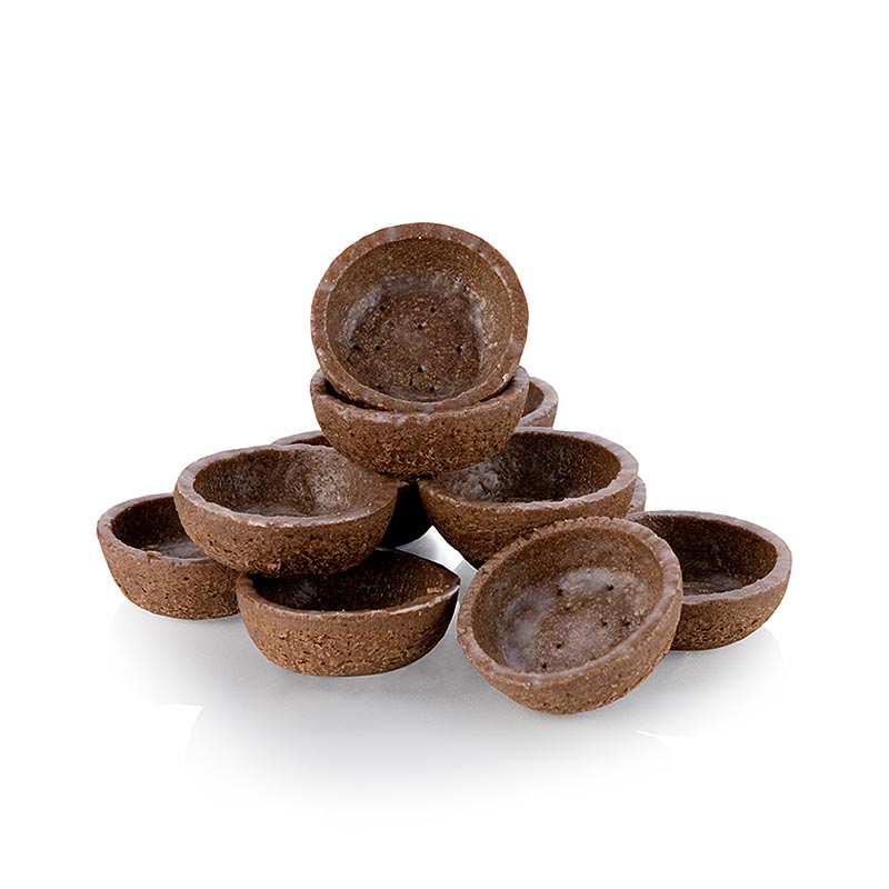 Mini dessert tartlets, rund, Ø 3,8 cm, H 1,8 cm, chokolade shortcrust wienerbrød - 1,19 kg, 270 stk - karton