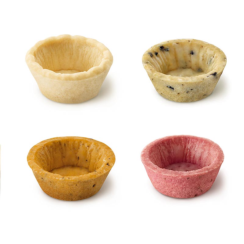 Mini snack tartlets, round, Ø 4.2cm, mix of 4 varieties - 970 g, 160 pcs - Cardboard