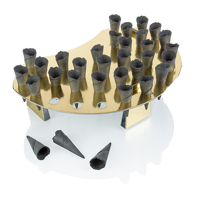 Mini-Hörnchen Basic, neutral, schwarz, Ø 2,5 x 7,5 cm, mit Waffelhalter - 988 g, 260 Stück - Karton