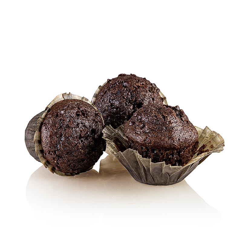 Mini muffins, triple chocolate, filled, beldessert - 1.08kg, 72x15g - Cardboard