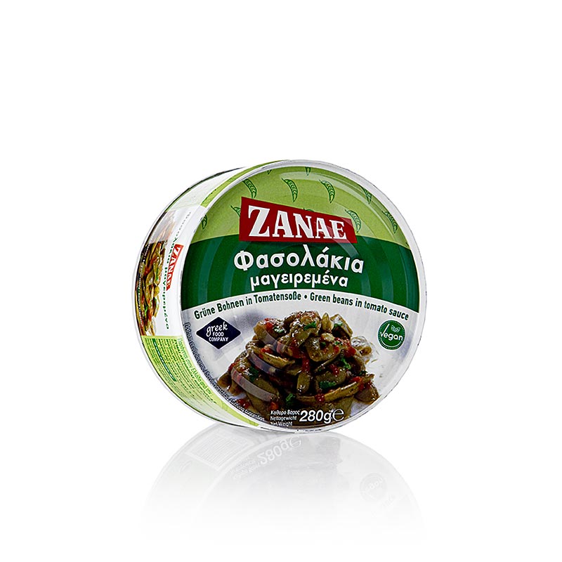 Haricots verts - fasolakia à la sauce tomate, zanae - 280 g - boîte