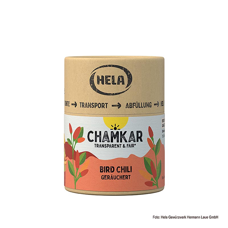 HELA Chamkar - Bird Chili (Bird`s Eye Chili), røget - 25 g - aroma boks