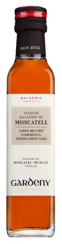 Vinagre de vino dulce Moscatel, hvidvineddike fra Moscatel, Gardeny - 250 ml - flaske