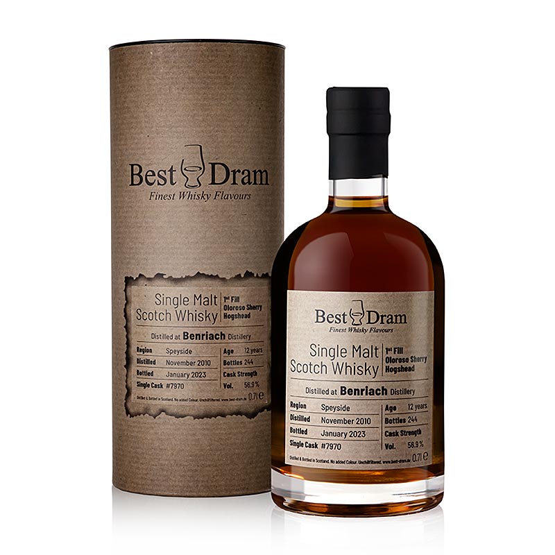 Single Malt Whisky Benriach 2010/2023 Meilleur Dram Oloroso Speyside, 56,9% vol. - 700ml - Bouteille