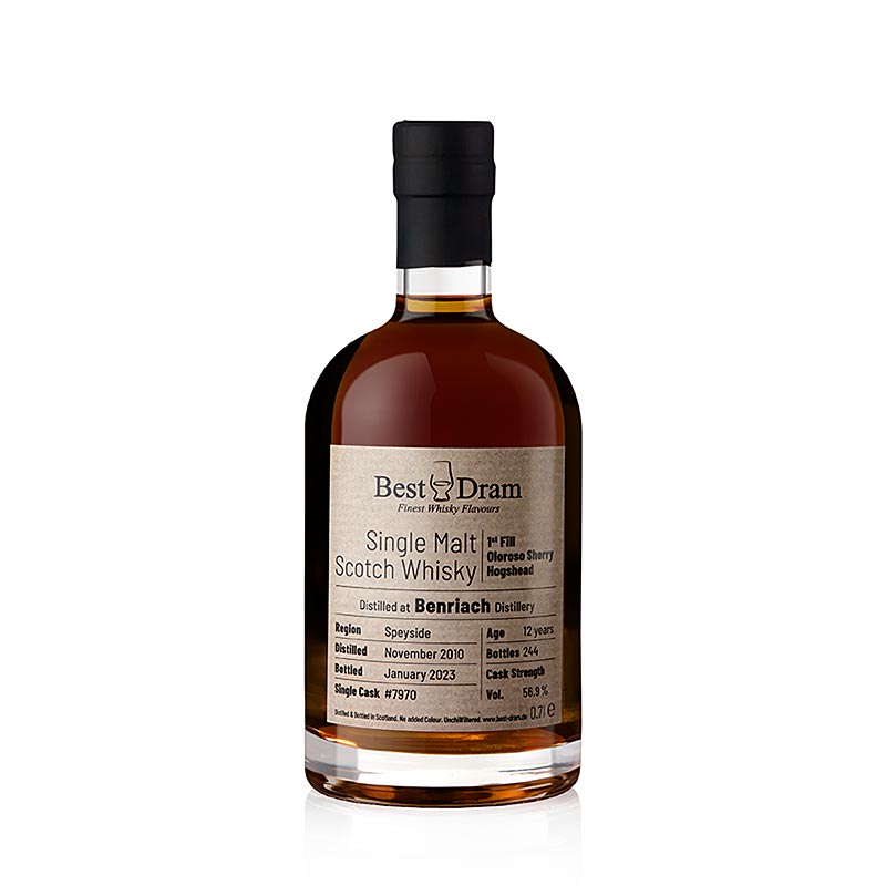Single Malt Whisky Benriach 2010/2023 Bedste Dram Oloroso Speyside, 56,9% vol. - 700 ml - Flaske