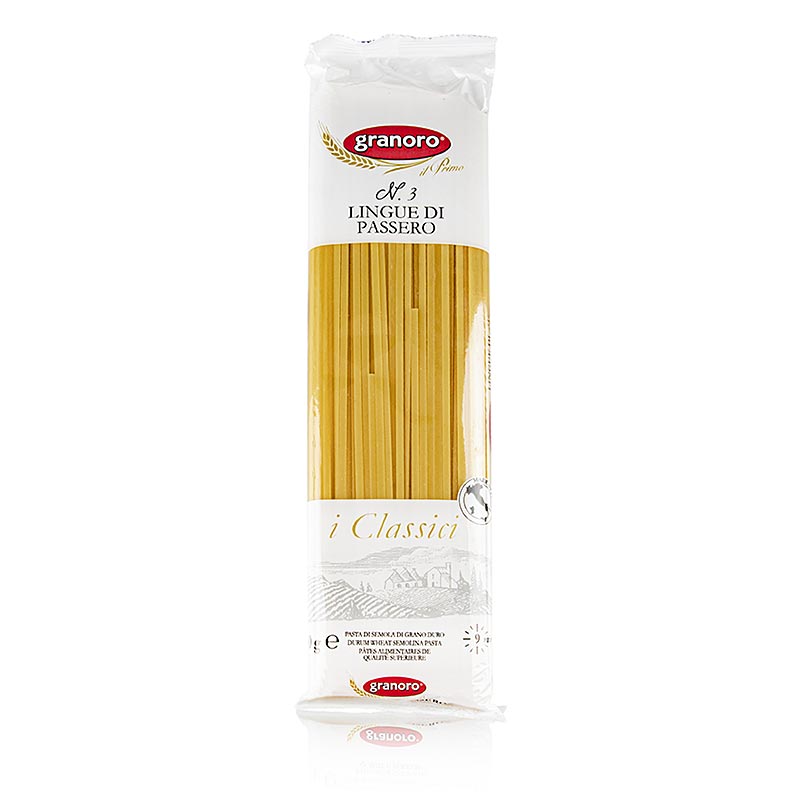 Granoro Lingue di Passero, Bandnudel, 3 mm, No.3 - 12 kg, 24 x 500g - Karton