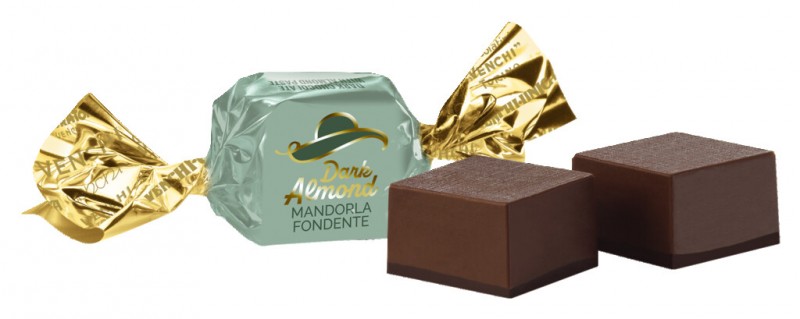 Cubotto Mørk Mandel, chokoladepraline med mandelmasse og mørk chokolade, Venchi - 1.000 g - kg