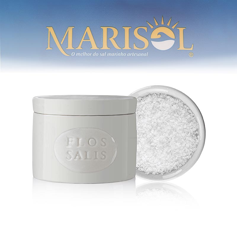 Table salt container -round- Flos Salis®, Flor de Sal, small, ORGANIC - 100 g - foil Table salt container -round- Flos Salis®, Flor de Sal, small, ORGANIC - 100 g - foil