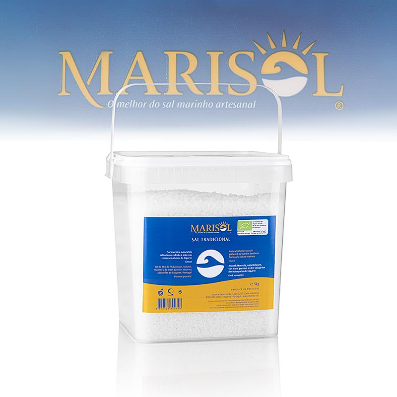 Marisol® Sal Traditionelt havsalt, groft, hvidt, vådt, CERTIPLANET, ØKOLOGISK - 5 kg - PE spand