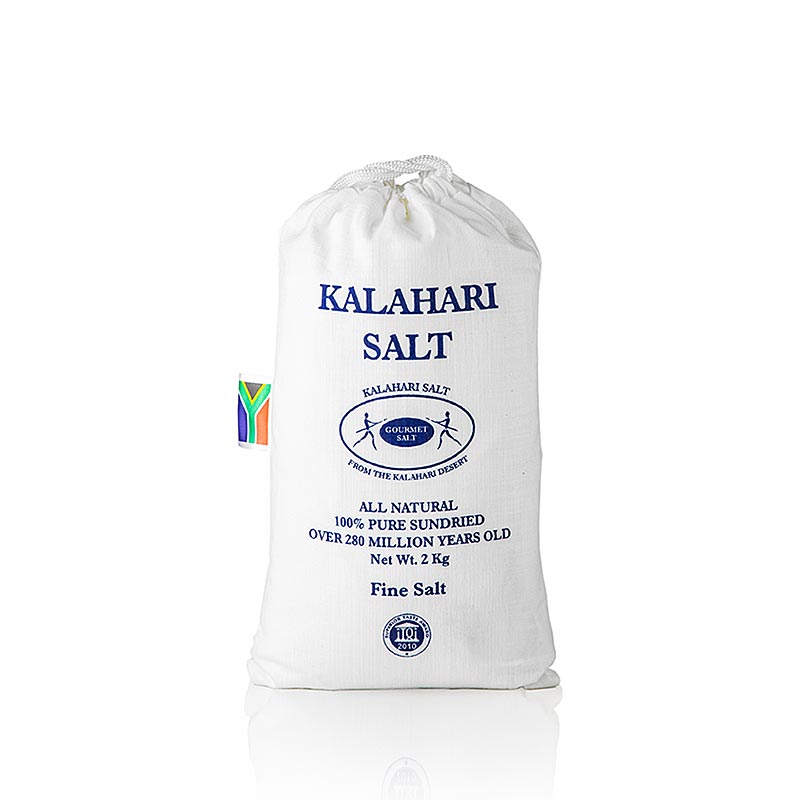 Silver Crystal salt from the Kalahari, fine - 2 kg - Cloth bag