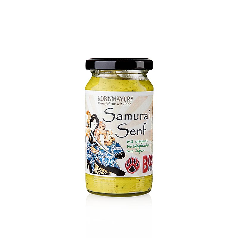 Kornmayer - samurai sennep, med wasabi og urter - 210 ml - glas