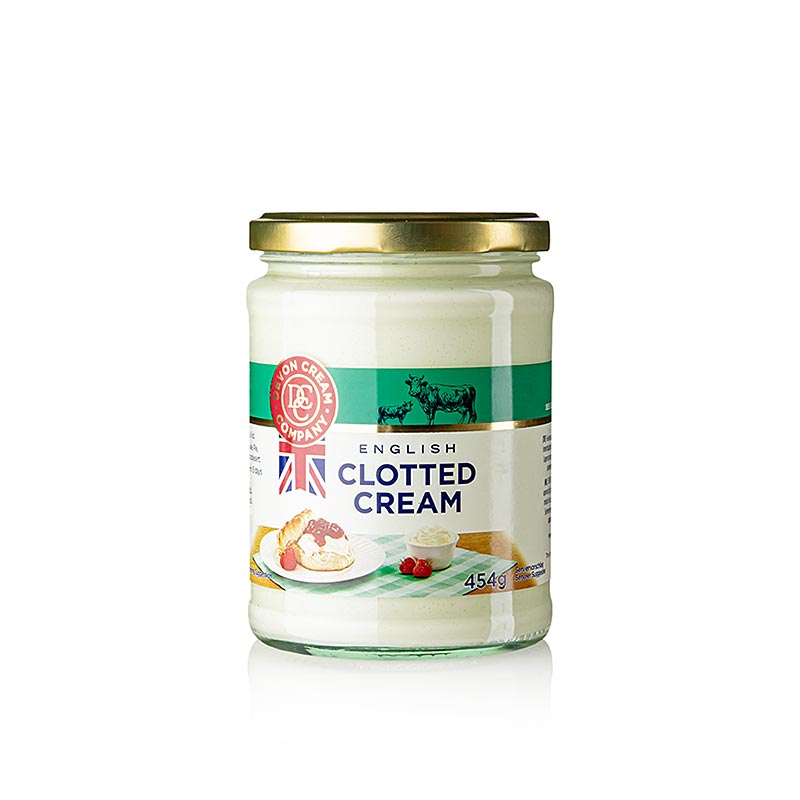 Englische Clotted Cream, feste Rahm-Creme, 55% Fett - 454 g - Glas