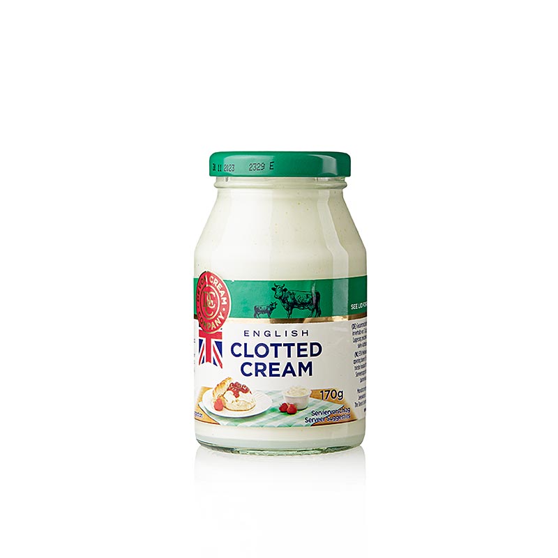 Engelse clotted cream, stevige crème, 55% vet - 170 g - glas