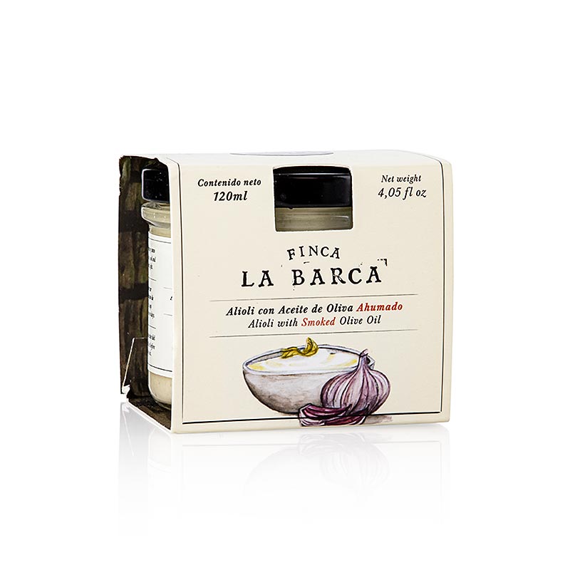Gerookte olijfolie aioli, Finca La Barca - 120ml - Glas
