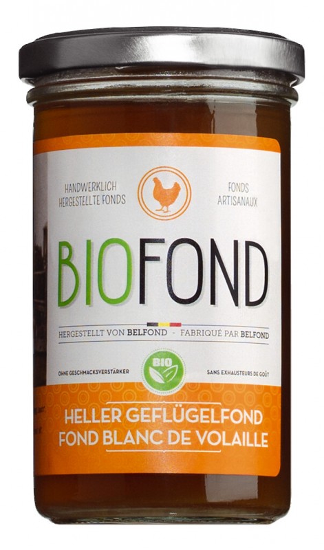 Fond blanc de volaille, organic, chicken stock, organic, belfond - 240 ml - Glass