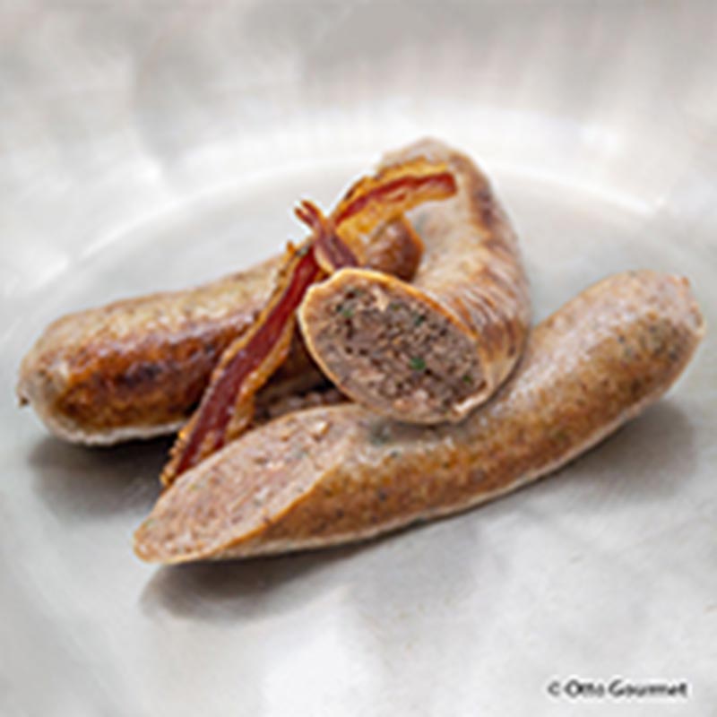 Bratwurst au bacon, saucisse de boeuf au bacon, Otto Gourmet - 300g, 3 x 100g - vide