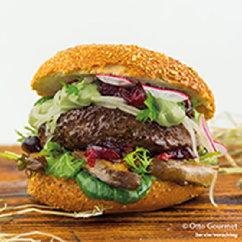 Bison Steakhouse Burger Pasteitjes, Otto Gourmet - 340g, 2 x 170g - folie Bison Steakhouse Burger Pasteitjes, Otto Gourmet - 340g, 2 x 170g - folie