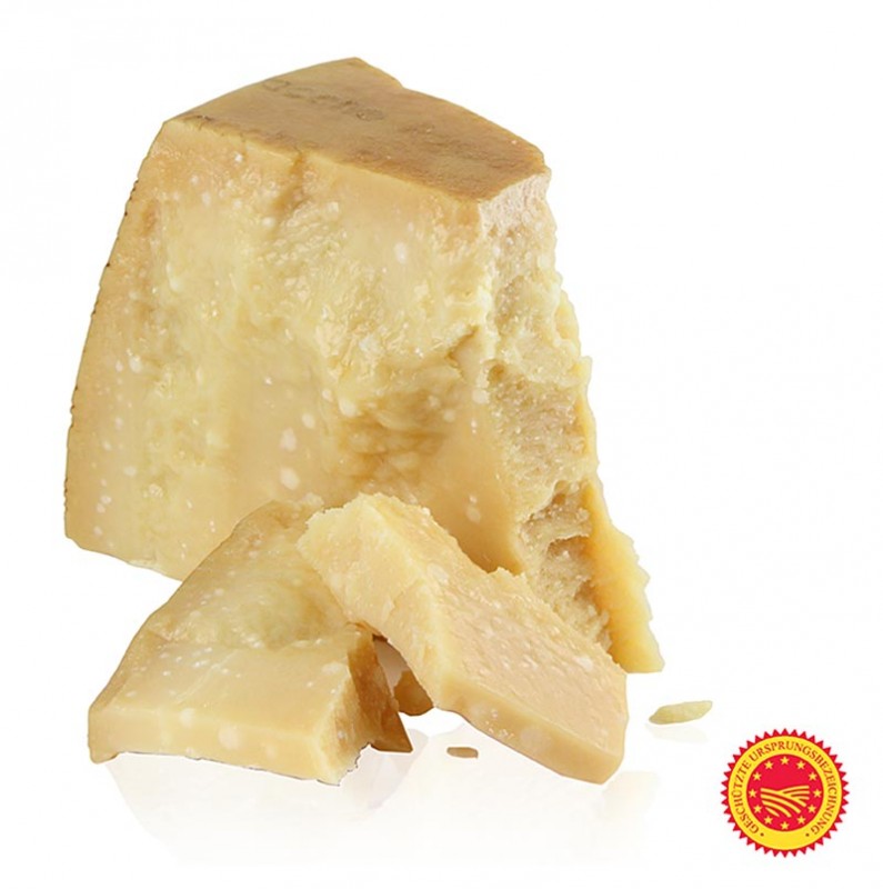 Parmezaanse kaas - Parmigiano Reggiano di Vacche Rosse DOP (BOB), min. 24 maanden - ongeveer 1000 g - Vacuüm Parmezaanse kaas - Parmigiano Reggiano di Vacche Rosse DOP (BOB), min. 24 maanden - ongeveer 1000 g - Vacuüm