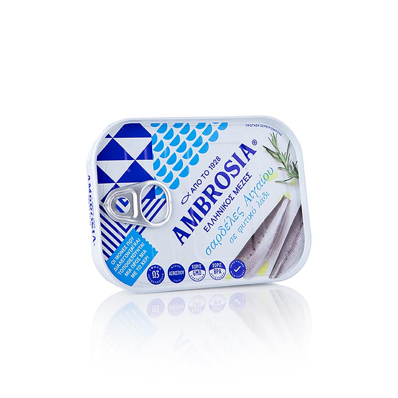 Sardines in oil, from the Aegean Sea, ambrosia - 105g - can
