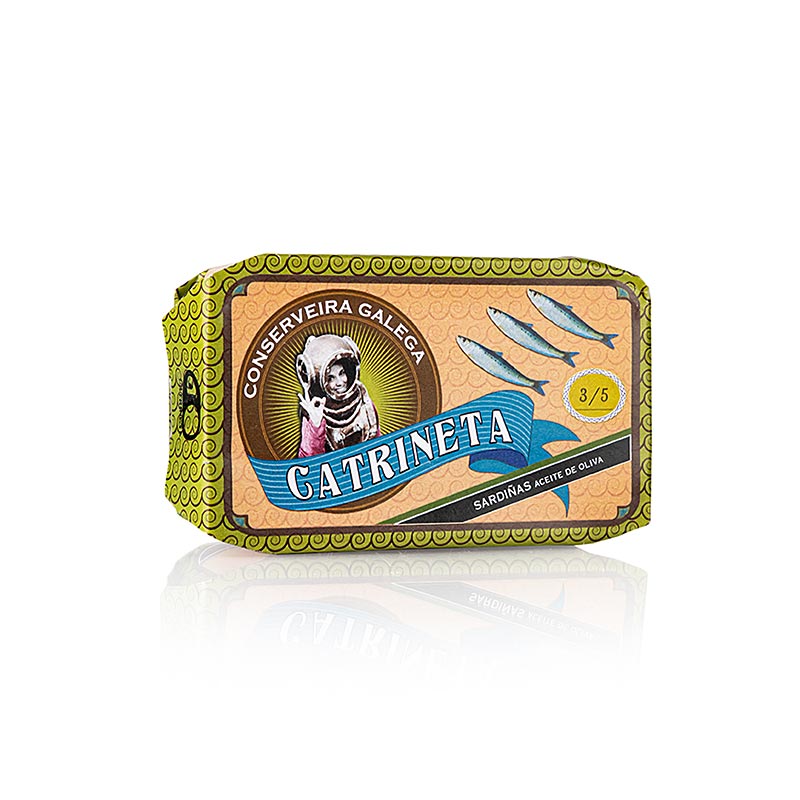 Sardines, entières, à l`huile d`olive, 3-5 pièces, Catrineta - 115 g - boîte