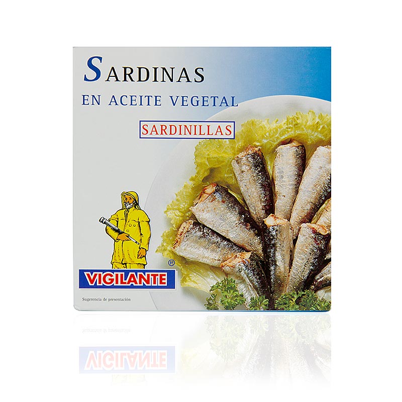 Sardiner, hele, med skind og ben, i vegetabilsk olie - 275 g - kan