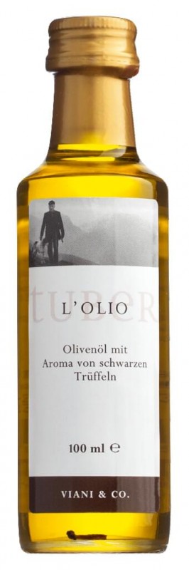 Olio d`oliva al tartufo nero, olijfolie met aroma van zwarte truffel - 100 ml - Fles