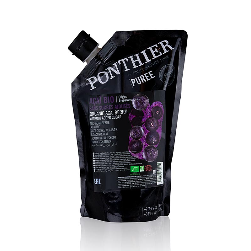 Puree- Acai, 100% fruit, unsweetened Ponthier, ORGANIC - 1 kg - bag