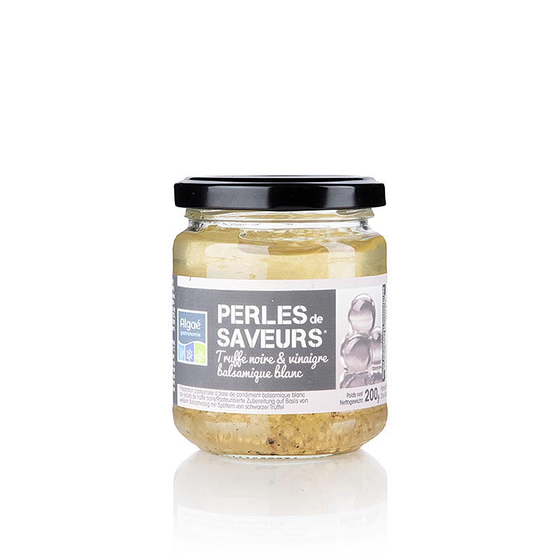 Caviar d`assaisonnement, vinaigre balsamique blanc et truffe d`été, Les Perles - 200 g - Verre