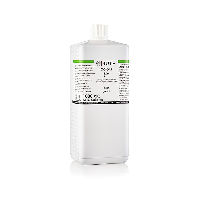 Vloeibare kleurstof voor levensmiddelen, groen, 9803, Ruth - 1 kg - PE-fles