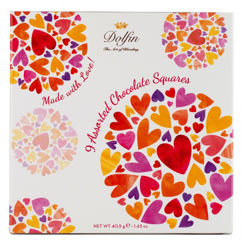 Geschenkpackung 9er Carre, Liebe, 9 Carre L` Amour, Dolfin - 40 g - Packung