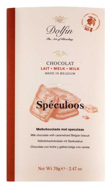 Tablet, lait au speculoos, milk chocolate with speculoos, Dolfin - 70g - blackboard