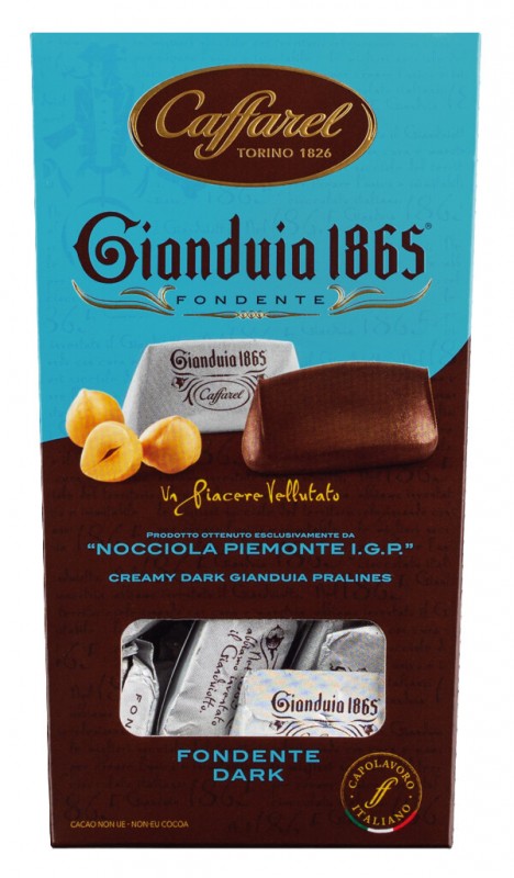 Gianduiotti fondenti, ballotin, hasselnød nougat-chokolade, bitter, pakke, caffarel - 150 g - pakke