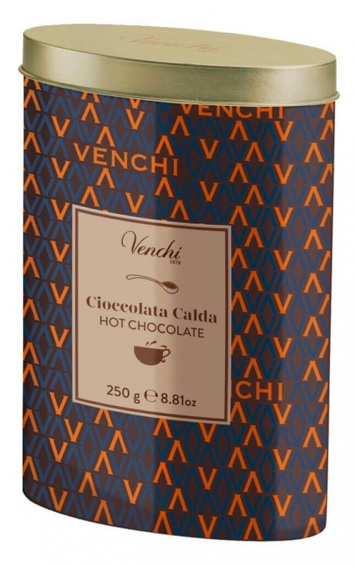 Kakao til varm chokolade Metal tin, kakaopulver til varm chokolade, Venchi - 250 g - Kan