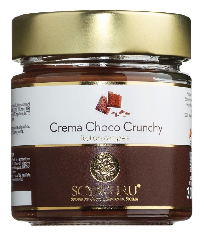 Crema Choco Crunchy, Sweet Chocolate Cream, Crunchy, Scyavuru - 200 g - Glass