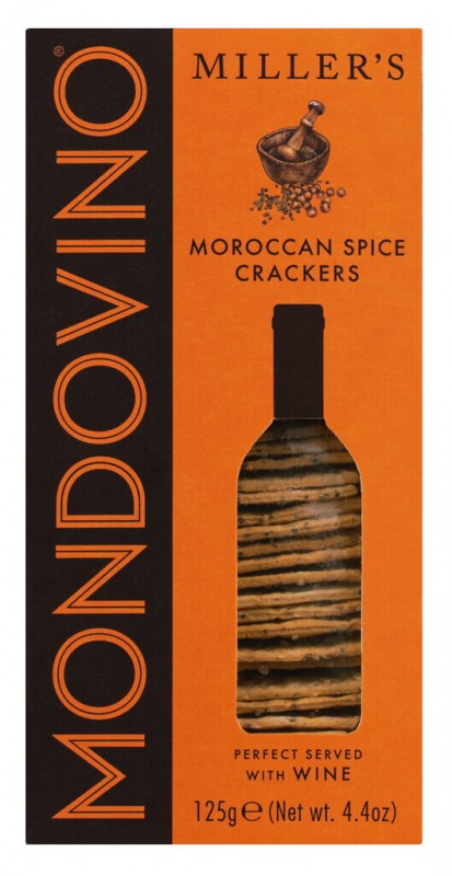 Mondovino-crackers, Marokkaanse kruiden, crackers met Marokkaanse kruiden, ambachtelijke koekjes - 125g - inpakken