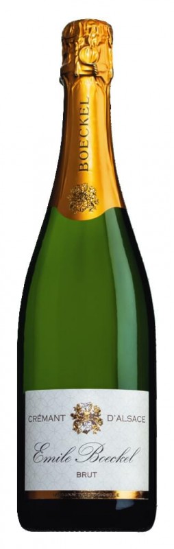 Cremant d`Alsace Brut Blanc de Blancs, Schaumwein weiß, traditionelle Methode, Boeckel - 0,75 l - Flasche