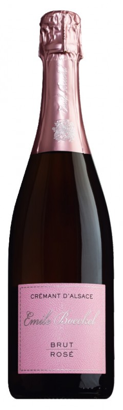 Crémant d`Alsace Brut Rose, rose pétillante, méthode traditionnelle, Boeckel - 0,75 l - bouteille