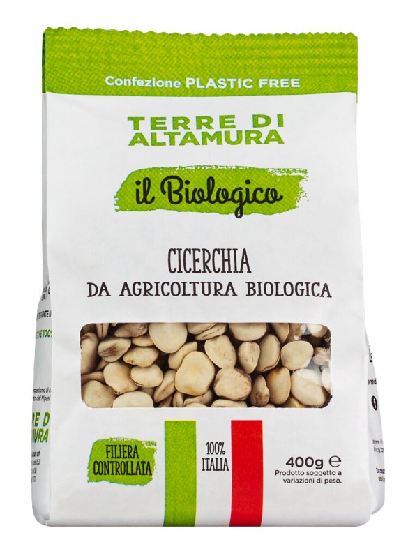 Cicerchia, organisk, flade ærter, økologisk, Terre di Altamura - 400 g - taske