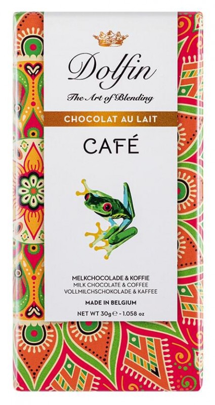 Chocolat au lait au cafe, Vollmilchschokolade mit Kaffee, Dolfin - 30 g - Stück