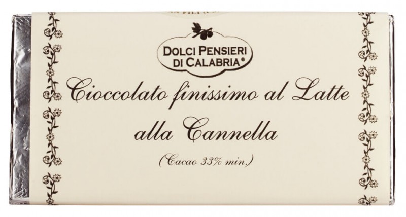 Cioccolato al Latte con Cannella, mælkechokolade med kanel, dolci pensieri - 100 g - Stykke