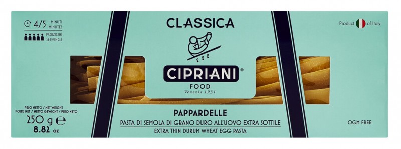 Pappardelle, eierpasta, pappardelle, cipriani - 250 gram - inpakken