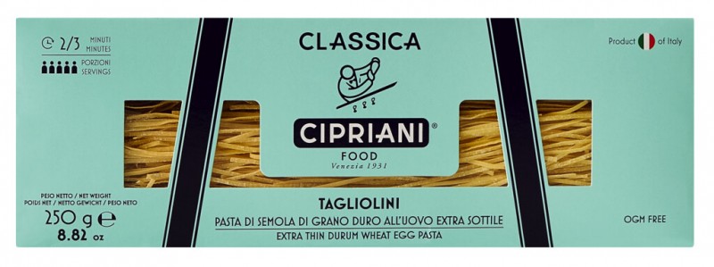 Tagliolini, ægpasta, tagliolini, cipriani - 250 g - pakke